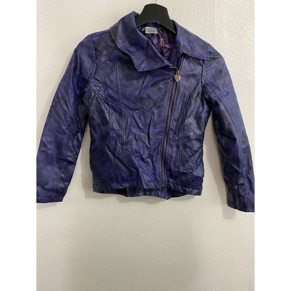 Disney Descendants Mal Faux Leather Moto Jacket Girls 9/10 Dragon Heart M21